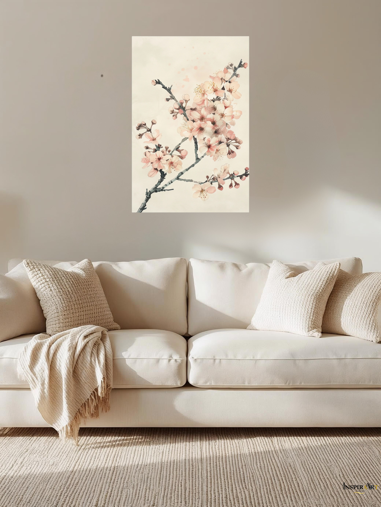 Misty Blossom Branch Canvas Print
