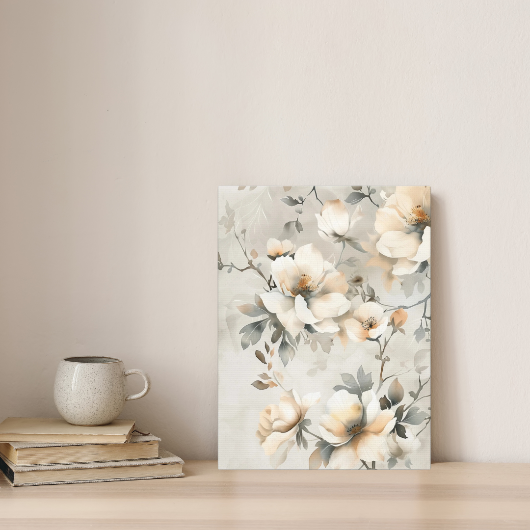 Ivory Bloom Cascade Canvas II