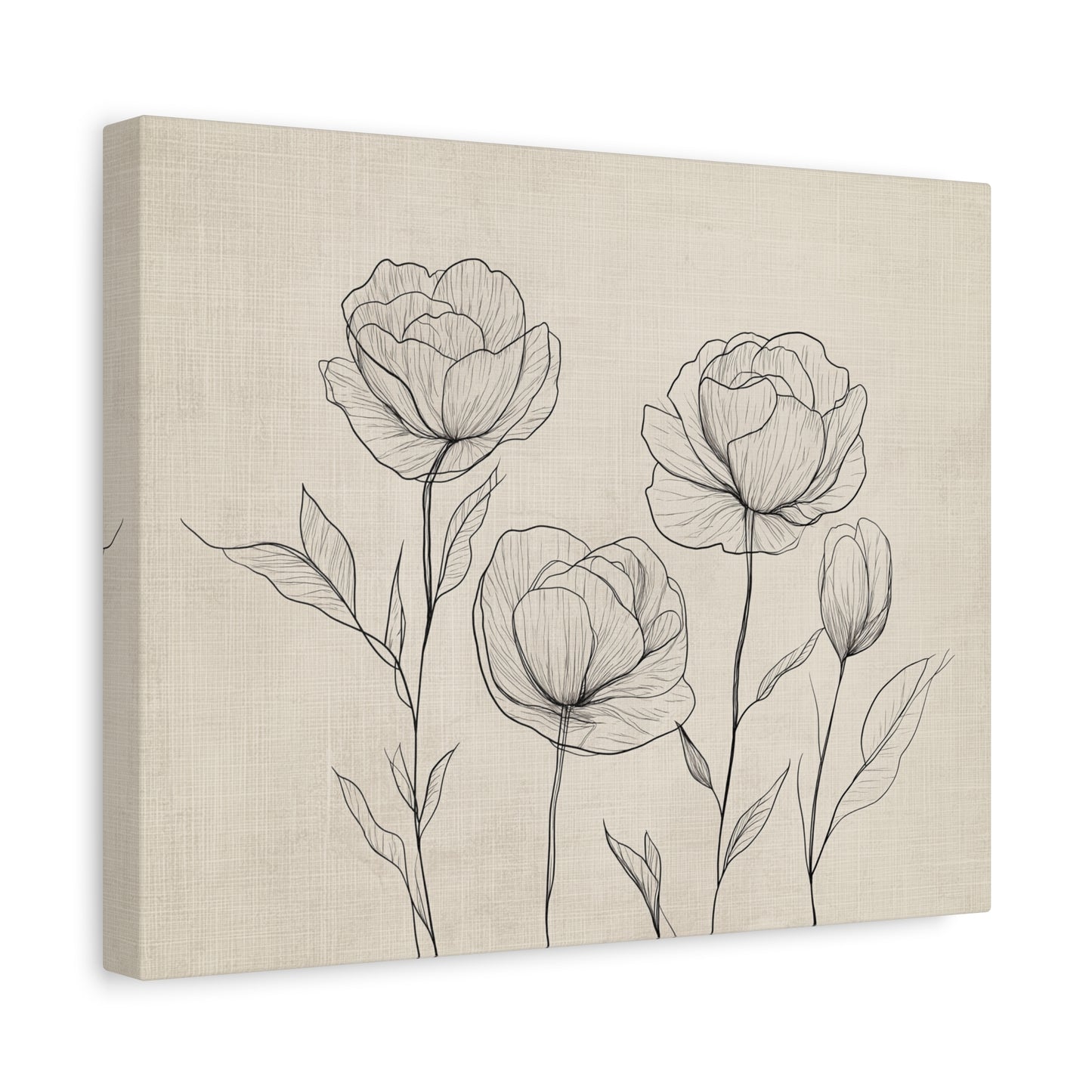 Floral Rose Canvas Wall Art - Elegant Stretched Matte Canvas Print