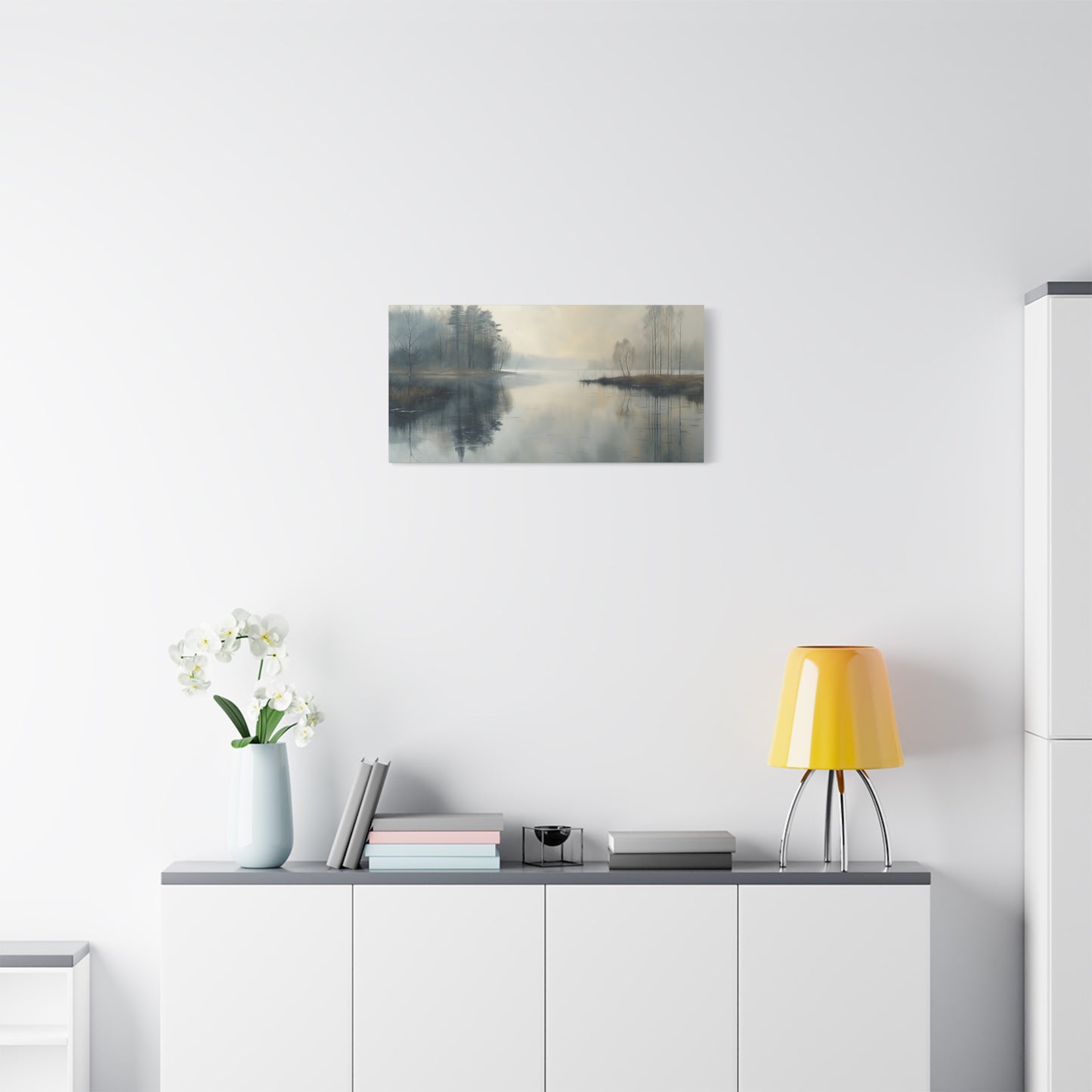 Still Lake Horizon Canvas - Minimalist Water Landscape Wall Art
