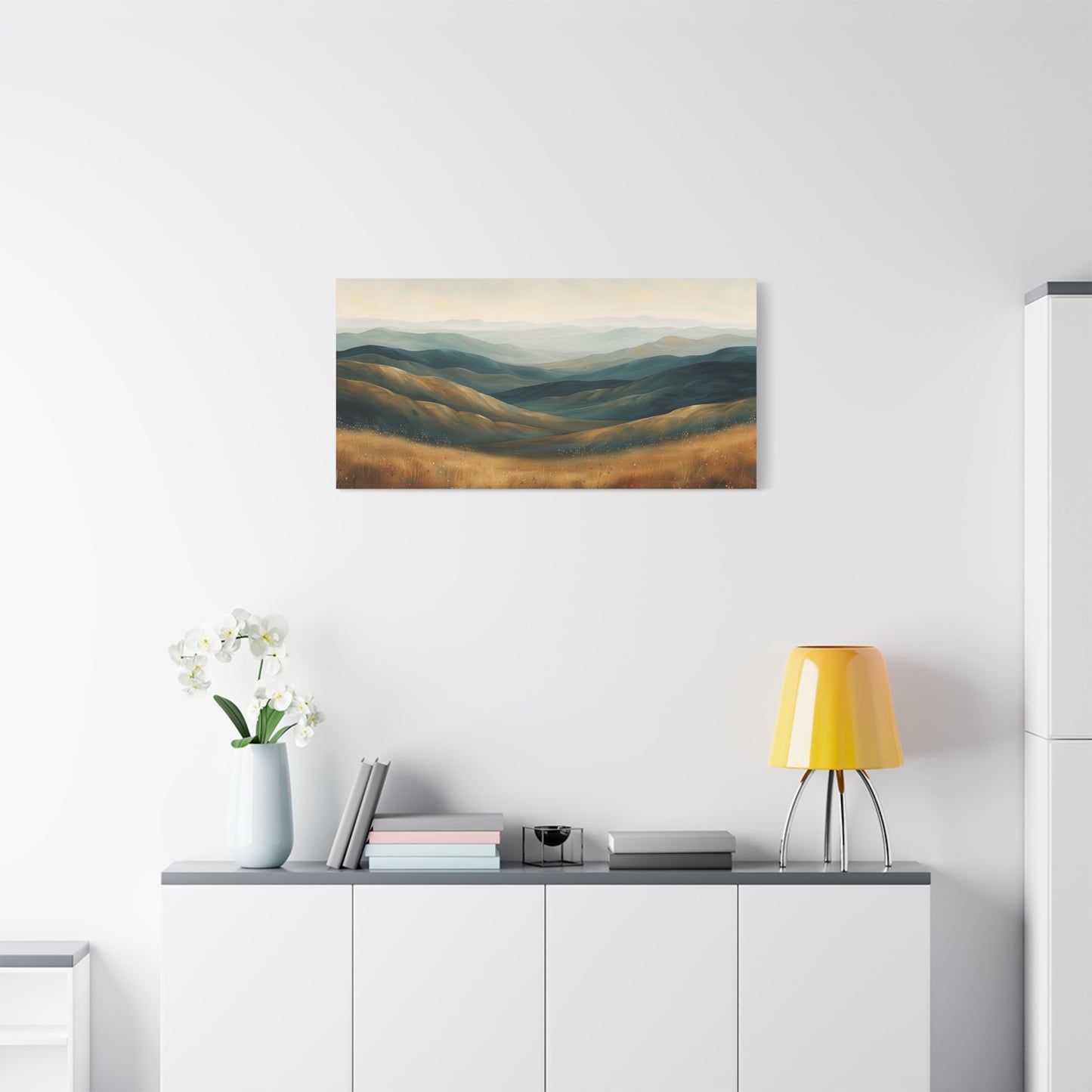 Rolling Hills Canvas Art - Earthy Neutral Landscape Wall Print