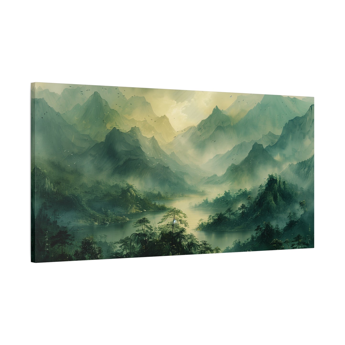 Tropical Mountains Canvas Print - Muted Green Landscape Wall Art