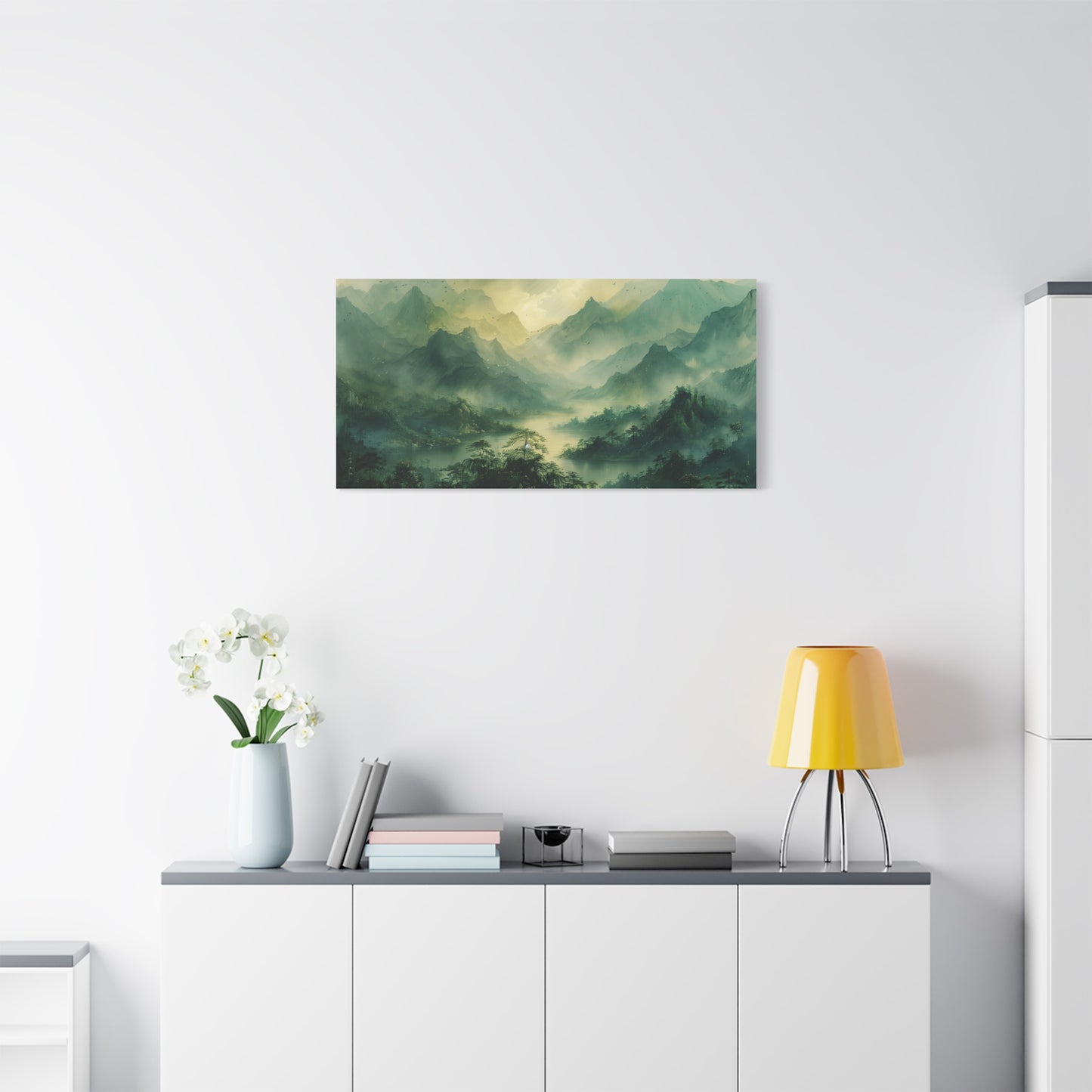 Tropical Mountains Canvas Print - Muted Green Landscape Wall Art