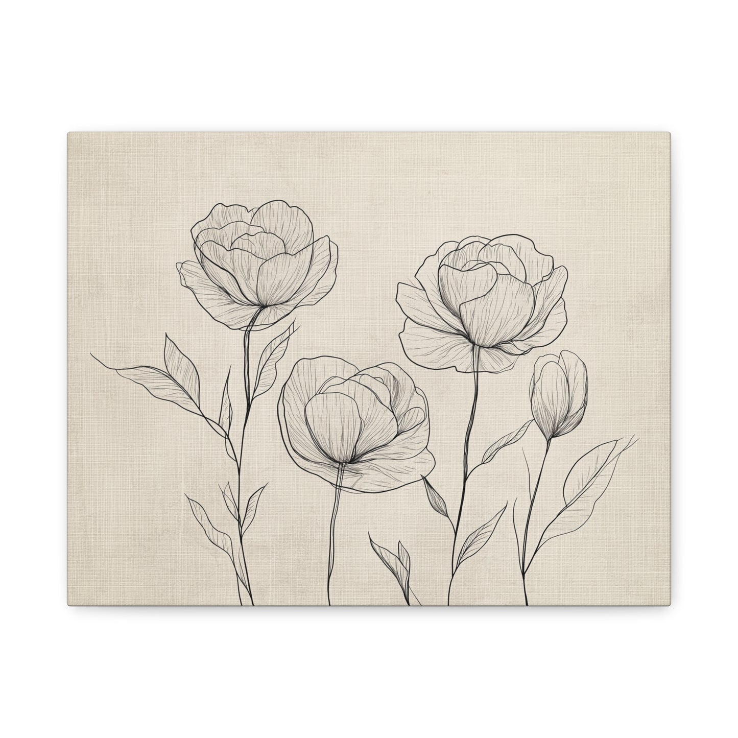 Floral Rose Canvas Wall Art - Elegant Stretched Matte Canvas Print