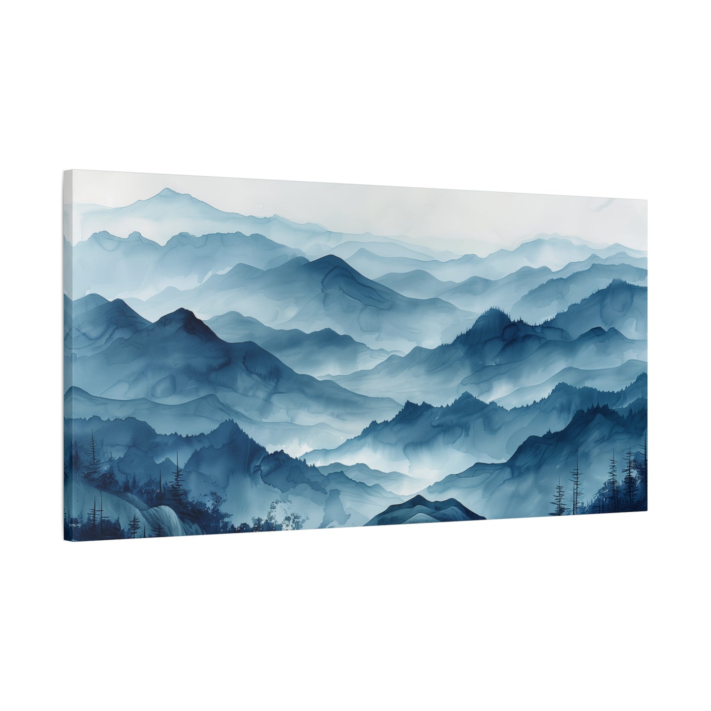 Japanese Misty Hills Canvas Print - Zen Minimalist Landscape Wall Art