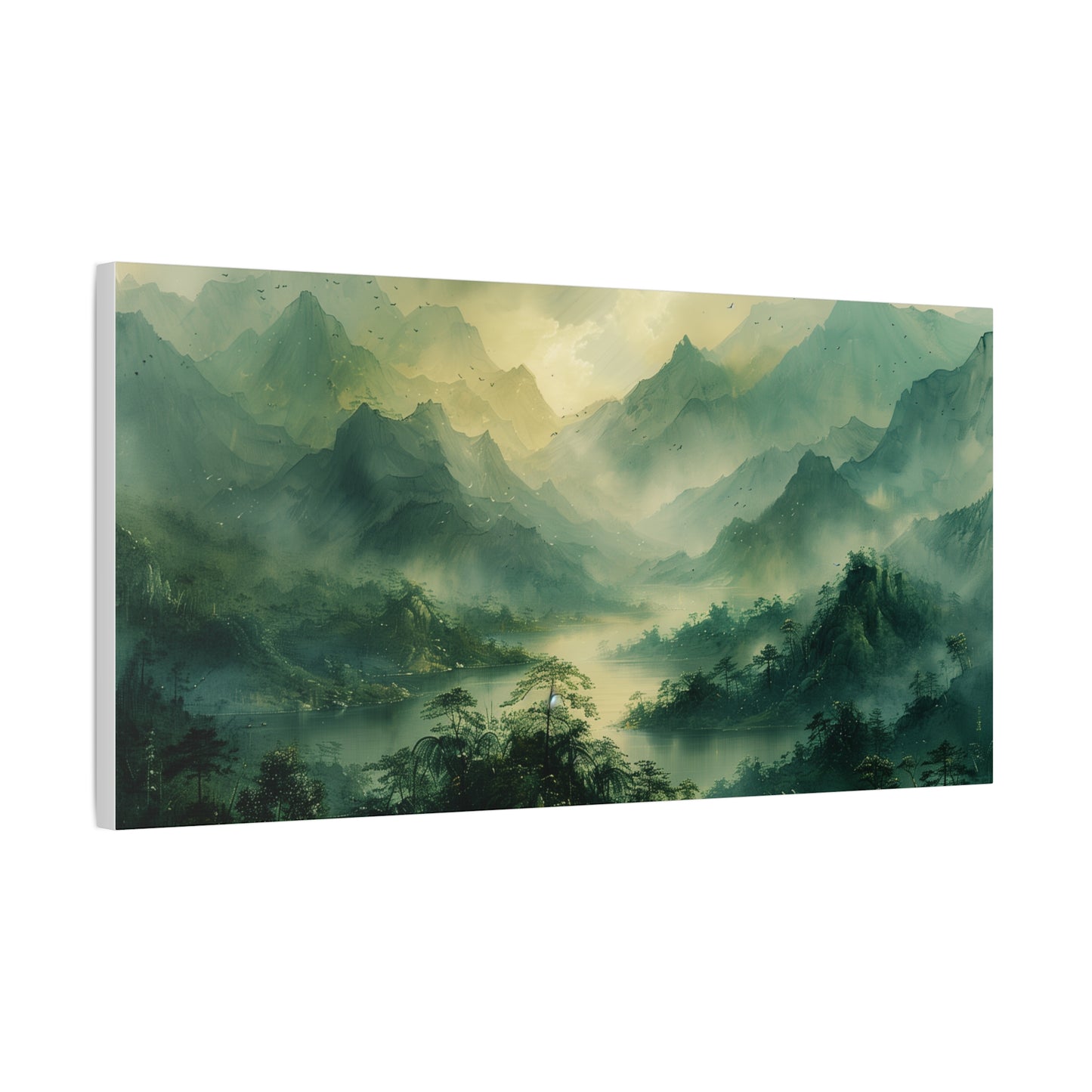 Tropical Mountains Canvas Print - Muted Green Landscape Wall Art