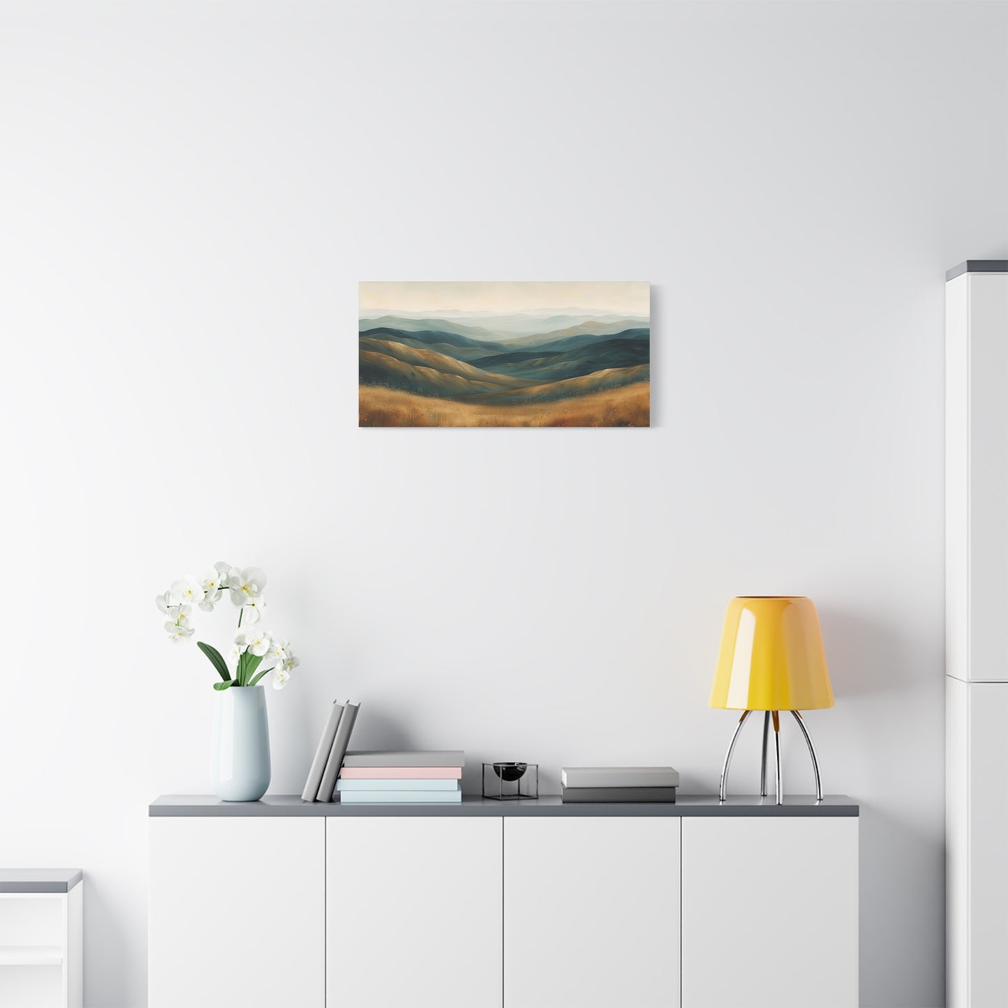 Rolling Hills Canvas Art - Earthy Neutral Landscape Wall Print