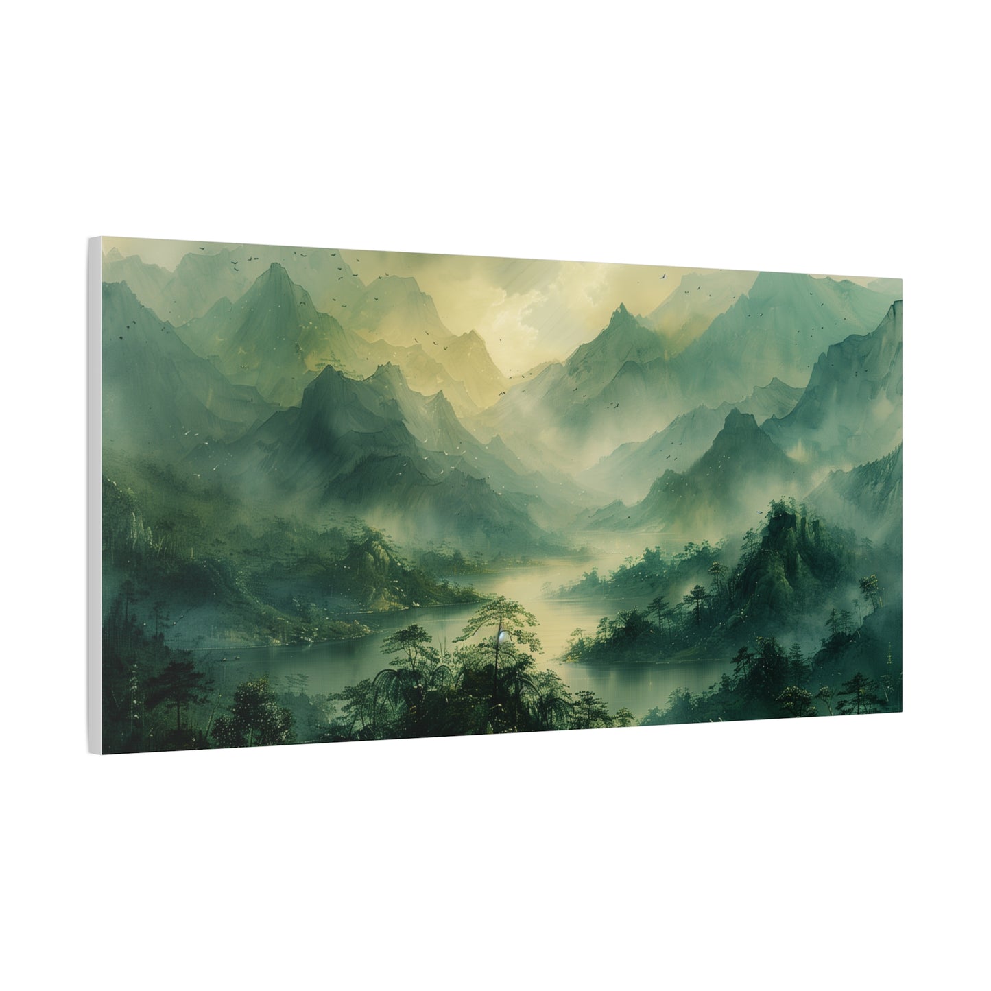 Tropical Mountains Canvas Print - Muted Green Landscape Wall Art
