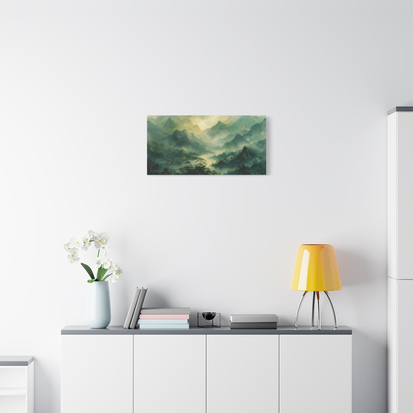 Tropical Mountains Canvas Print - Muted Green Landscape Wall Art