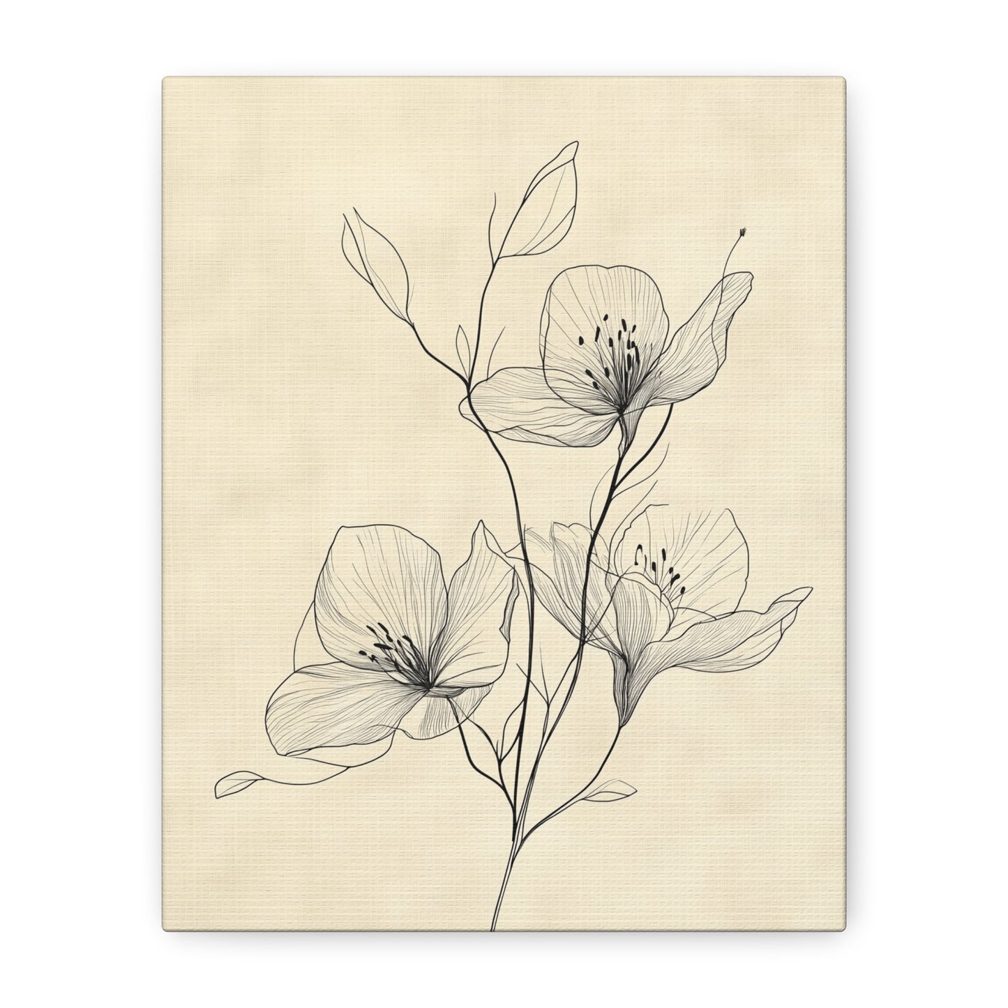 Minimalist Floral Canvas Art - Elegant Stretched Wall Decor