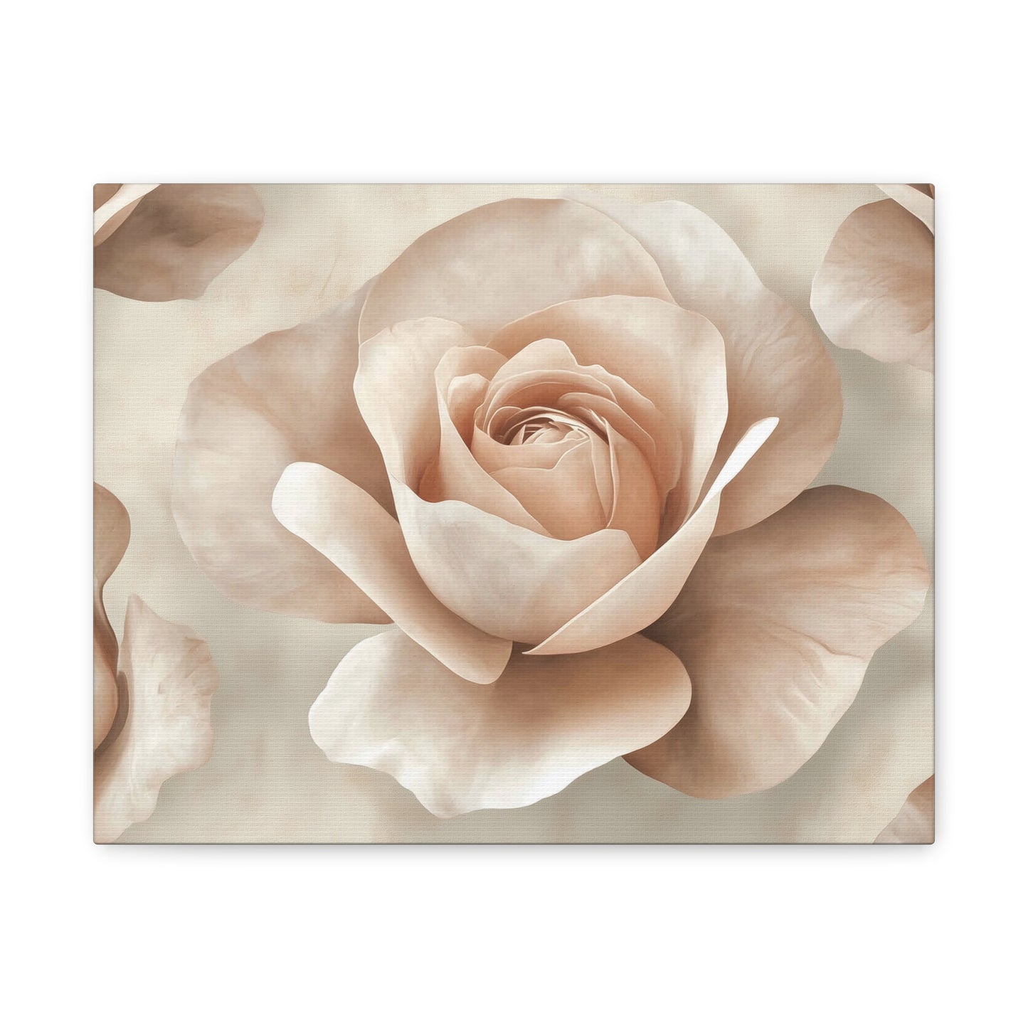 Blush Rose Canvas Wall Art - Matte Stretched Floral Decor