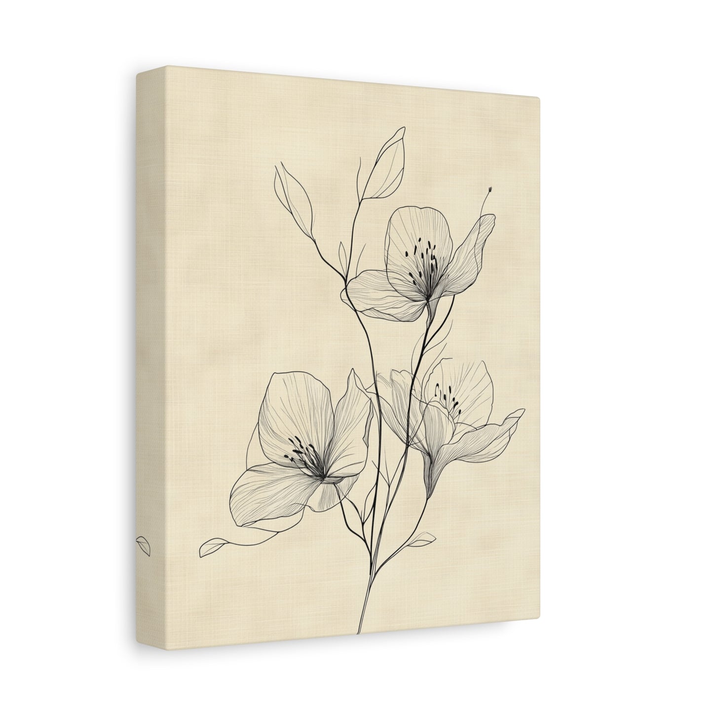 Minimalist Floral Canvas Art - Elegant Stretched Wall Decor