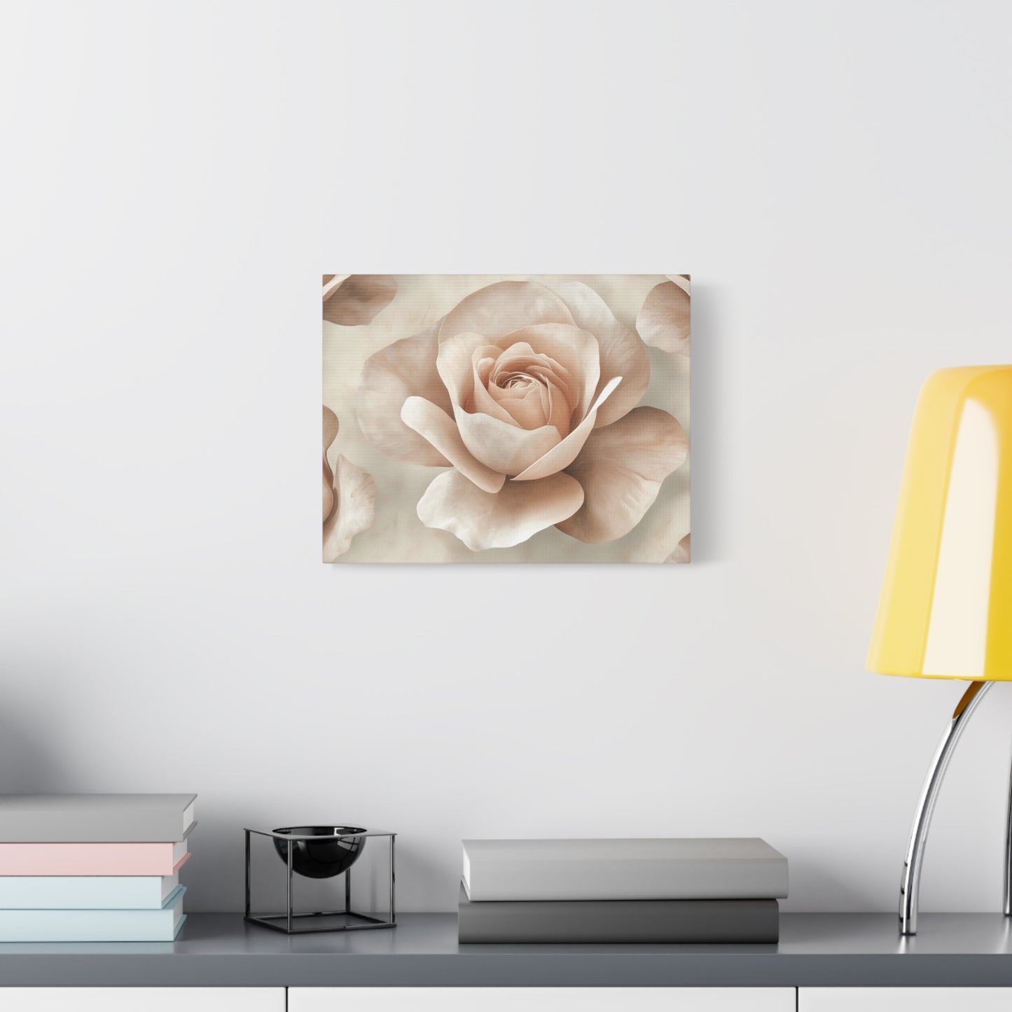 Blush Rose Canvas Wall Art - Matte Stretched Floral Decor
