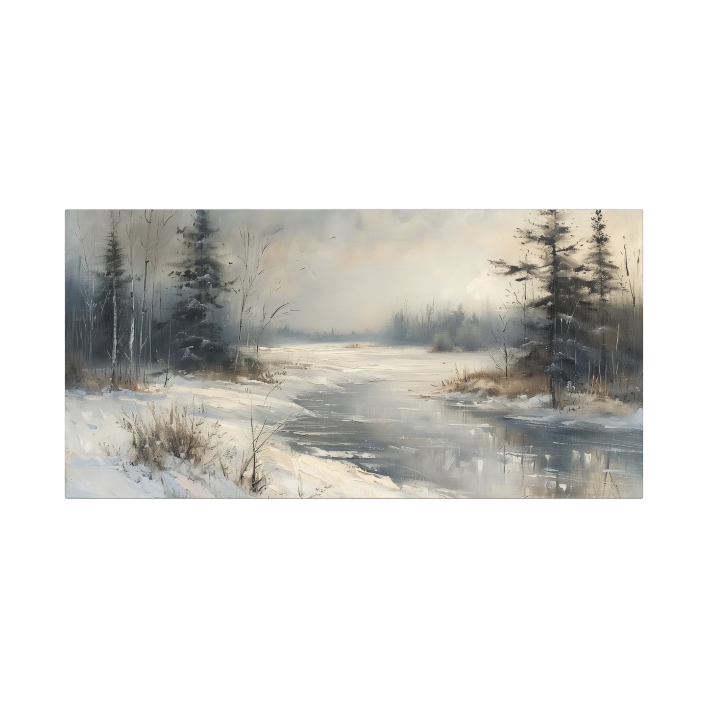 Winter Fields Canvas Art - Minimalist Snow Landscape Wall Print