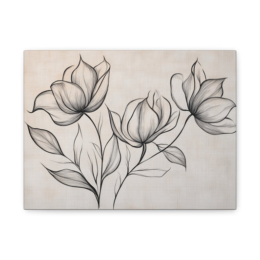 Botanical Floral Canvas Art Print - Elegant Floral Decor for Home