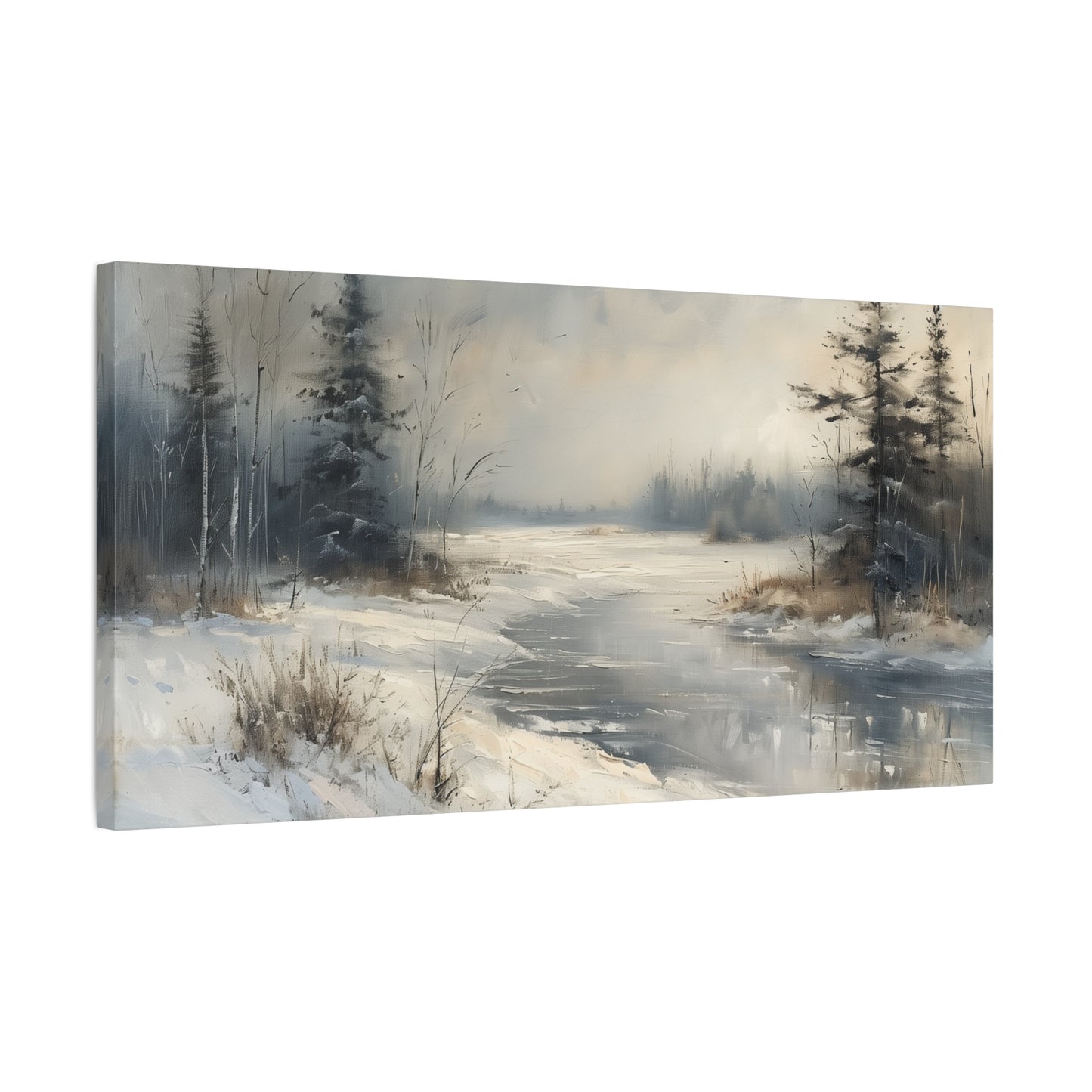 Winter Fields Canvas Art - Minimalist Snow Landscape Wall Print