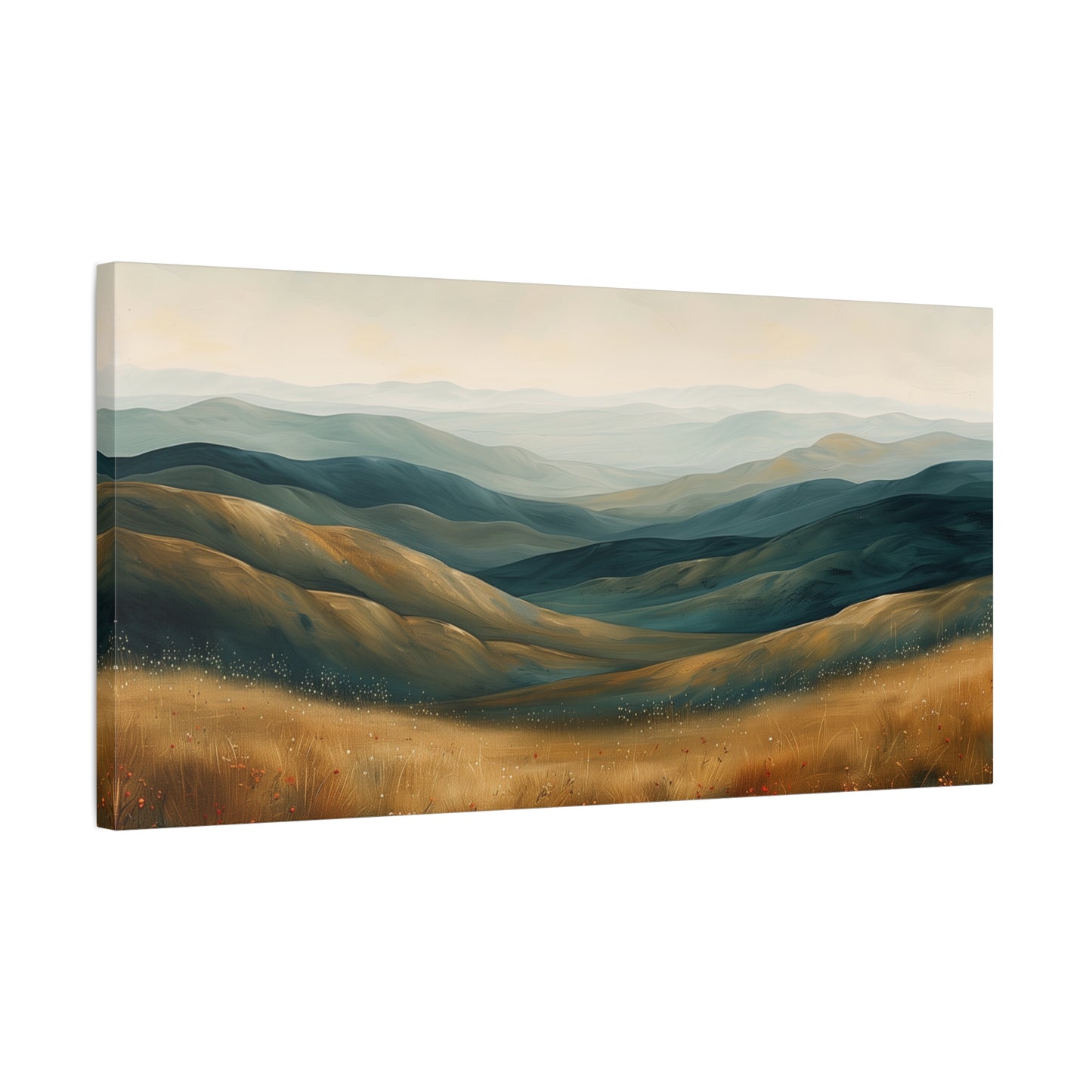 Rolling Hills Canvas Art - Earthy Neutral Landscape Wall Print