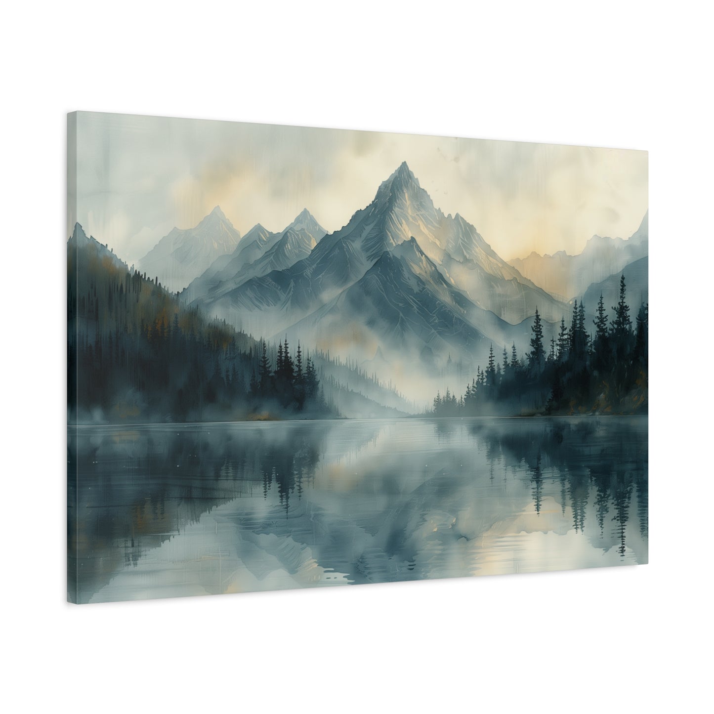 Misty Gray Mountains Canvas Print - Neutral Mountain Landscape Wall Art