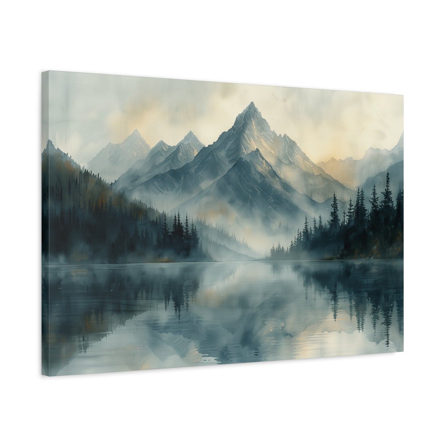 Misty Gray Mountains Canvas Print - Neutral Mountain Landscape Wall Art