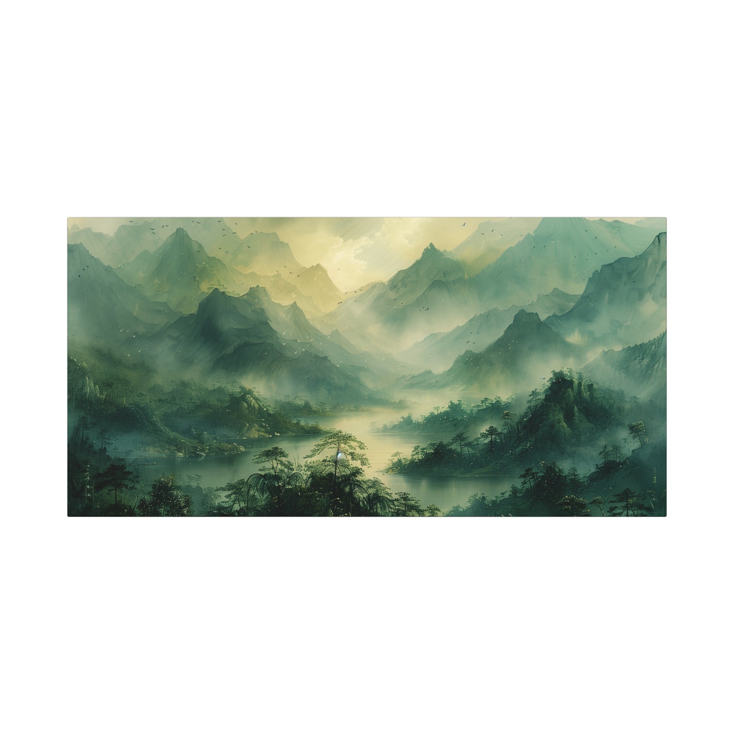 Tropical Mountains Canvas Print - Muted Green Landscape Wall Art