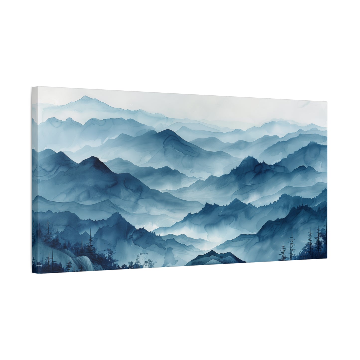 Japanese Misty Hills Canvas Print - Zen Minimalist Landscape Wall Art