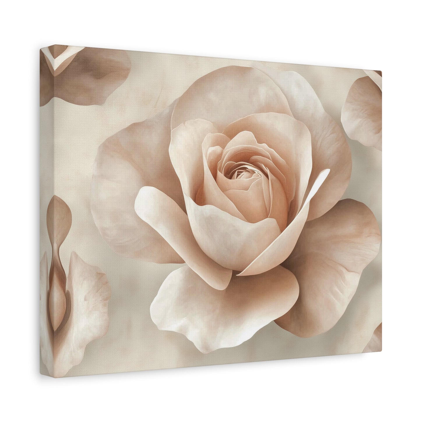 Blush Rose Canvas Wall Art - Matte Stretched Floral Decor