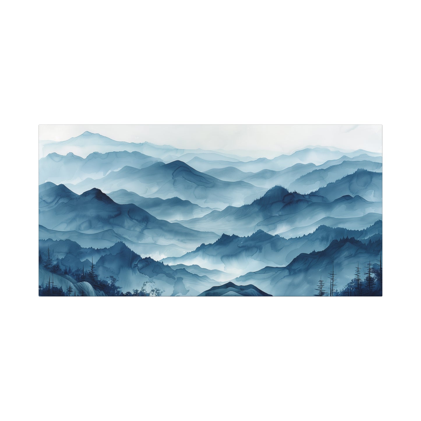 Japanese Misty Hills Canvas Print - Zen Minimalist Landscape Wall Art