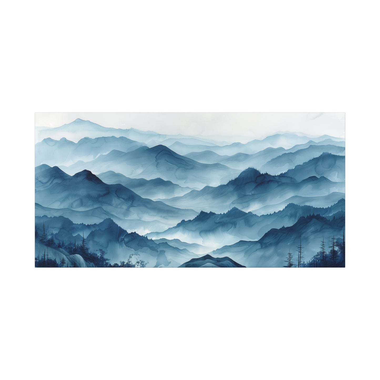 Japanese Misty Hills Canvas Print - Zen Minimalist Landscape Wall Art
