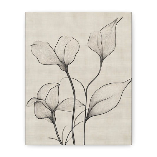 Floral Matte Canvas Wall Art - Elegant Botanical Print for Home & Office Decor
