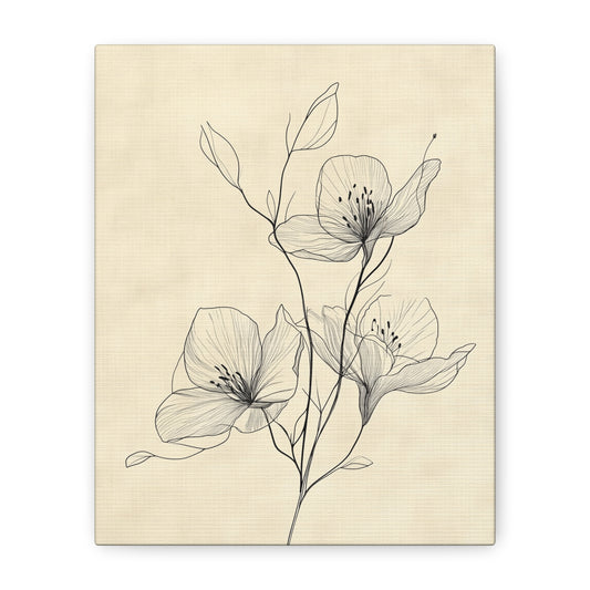 Minimalist Floral Canvas Art - Elegant Stretched Wall Decor