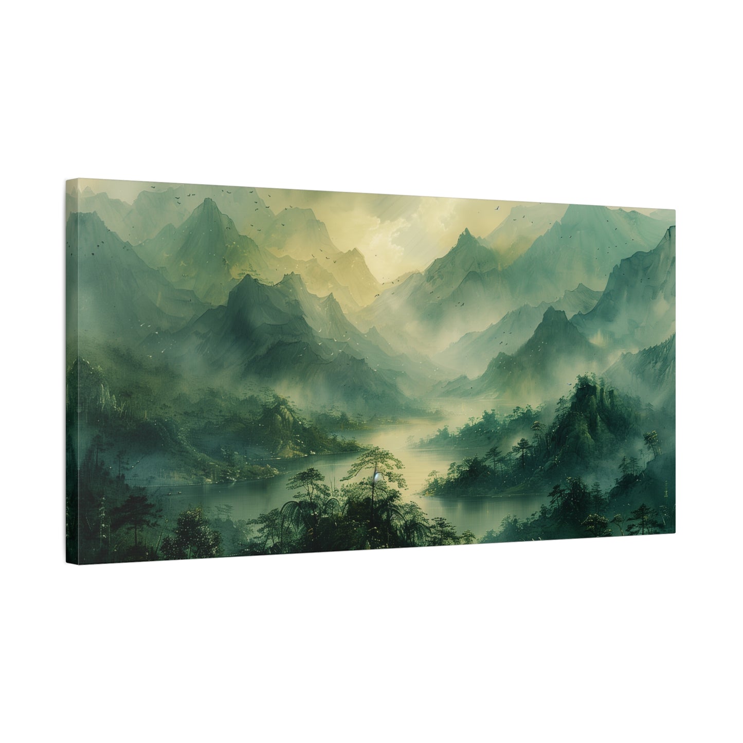Tropical Mountains Canvas Print - Muted Green Landscape Wall Art